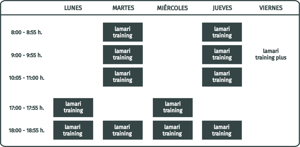 Horario lamari Training Plus. Centro de Entrenamiento lamari GYM (San Fulgencio, Alicante, España).